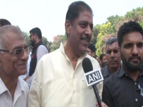 Former MP Ajay Chautala speaking to media persons in Chandigarh on Sunday. Photo/ANI