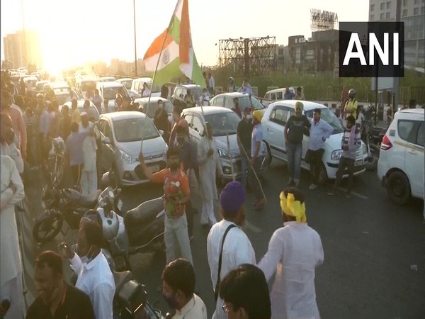 Visual of protest in Rajasthan's Alwar (Photo/ANI)