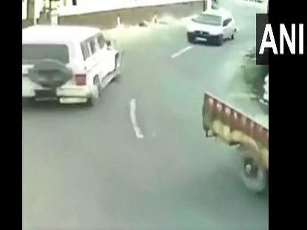 CCTV footage shows two cars trailing famous singer Sidhu Moose Wala's vehicle (Photo/ANI)