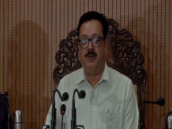 Jammu and Kashmir Principal Secretary (Commerce and Industry) NK Chaudhary speaking at a  press conference in Jammu on Tuesday. Photo/ANI