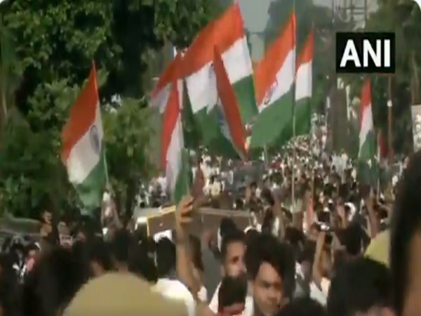 Sepoy Prashant Sharma's mortal remains who died Pulwama ambush have reached his home town in Muzaffarnagar. (ANI)