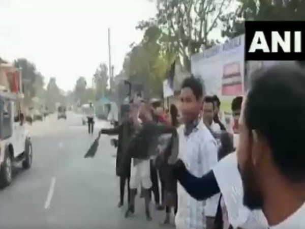 Black flags shown to CM Sarbananda Sonowal at Barpeta in Assam on Wednesday