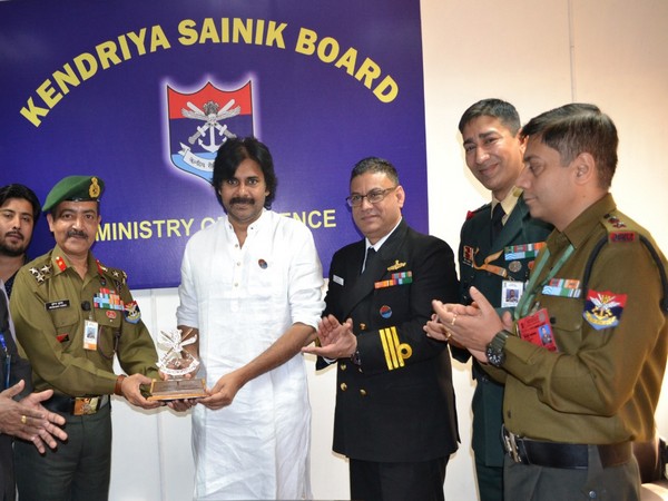 Brigadier Mrigendra Kumar presented a special medal and a memento to JSP chief Pawan Kalyan on behalf of the Central Sainik Board.