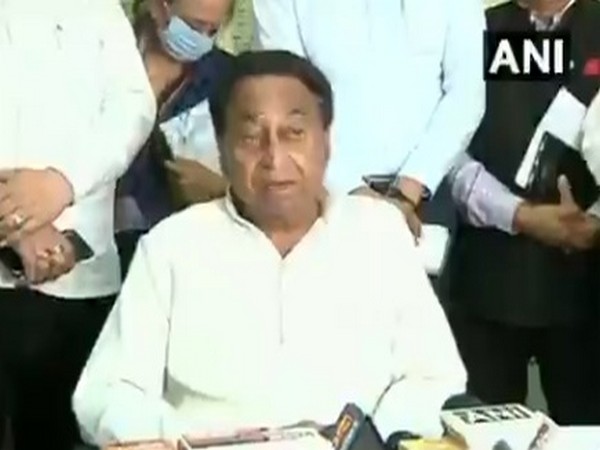 Congress leader Kamal Nath speaking to media on Tuesday. 