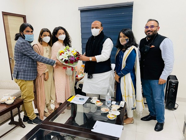 Team Kangana Ranaut with India's defence minister Rajnath Singh