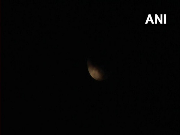 Partial Lunar Eclipse, as seen in the cloudy skies of Kanpur at 3 am when it was at its peak. 