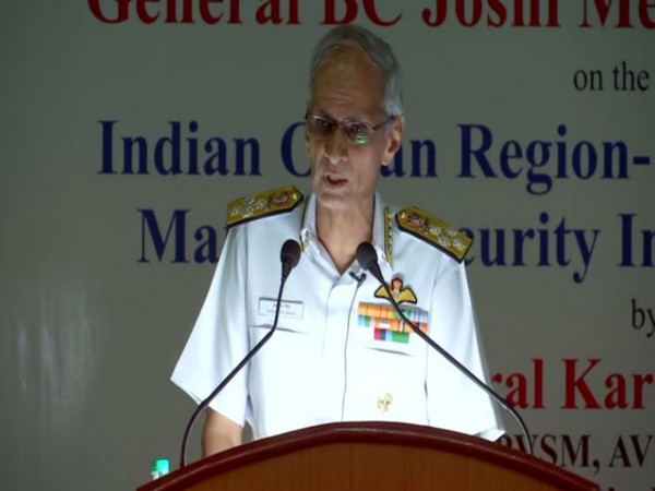 Navy chief Admiral Karambir Singh speaking in Pune, Maharashtra, on Monday. Photo/ANI