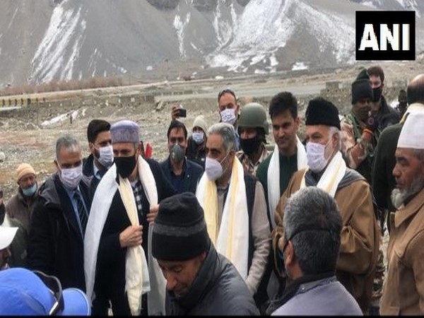 A visual of the delegation of 'People's Alliance for Gupkar Declaration' in Kargil on Friday. 