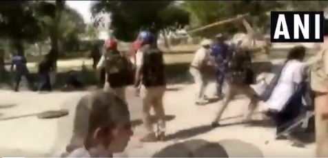 Police baton charge on students while they were protesting over the death of a student in a road accident in Karnal.