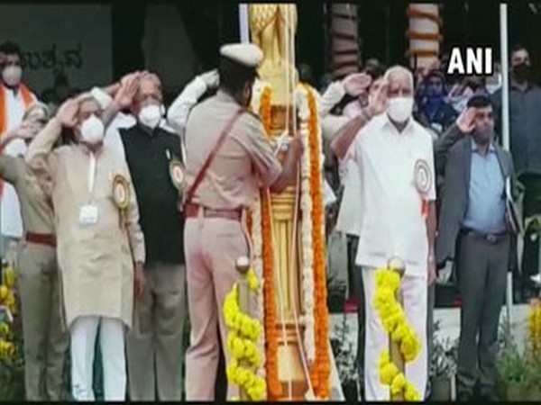 Karnataka Chief Minister BS Yediyurappa participating in 'Kalayan Karnataka' festival celebrations on Thursday. [Photo/ANI]