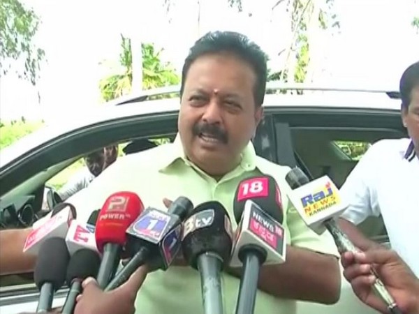 Congress leader and former Nagamangala legislature N. Cheluvarayaswamy while talking to ANI. (Photo: ANI)