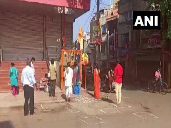 Devotees maintained social distancing at a temple in Karnataka's Hubli
