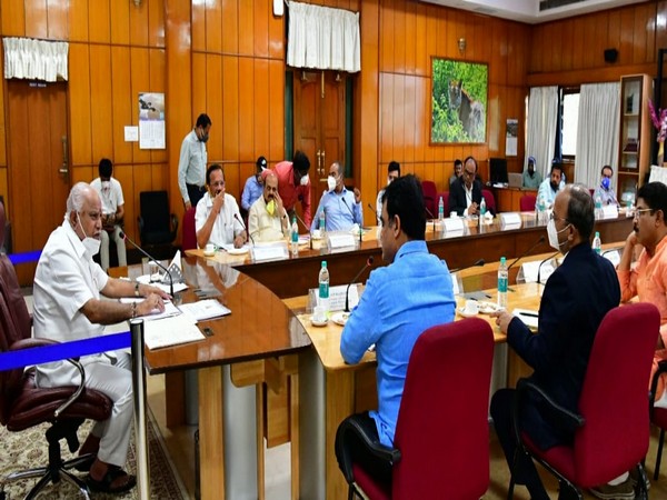 Karnataka Chief Minister BS Yediyurappa attending the meeting on Friday. Photo/ANI