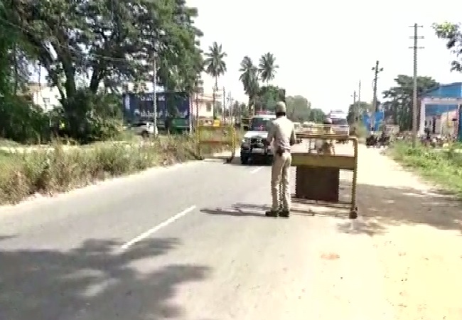 Visual when Convoy of Karnataka Home Minister Basavaraj Bommai crossed a police checkpoint in Mandya on Wednesday. 