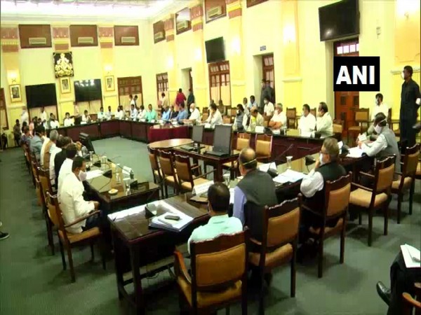 Karnataka CM Yediyurappa holding a meeting with Bengaluru MLAs and ministers over coronavirus situation in the city on Friday. 