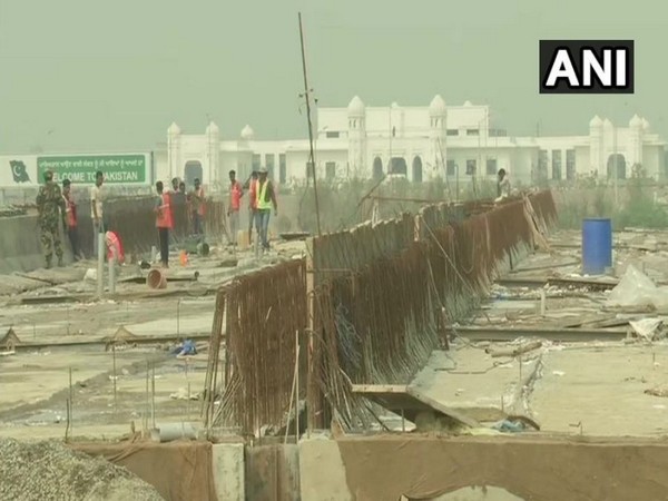 The visuals of the Kartarpur Corridor work under progress on Wednesday in Punjab. Photo/ANI