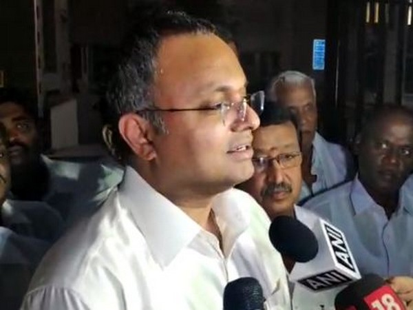 Congress MP Karti Chidambaram speaking to media persons in New Delhi on Thursday. Photo/ANI