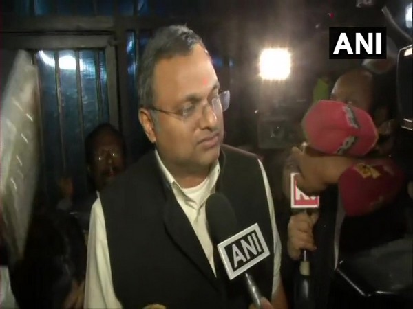 Karti Chidambaram talking to media persons in New Delhi on Wednesday. 