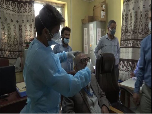 Employees of Department of Agriculture getting tested for COVID-19 in Jammu and Kashmir (Photo/ANI)