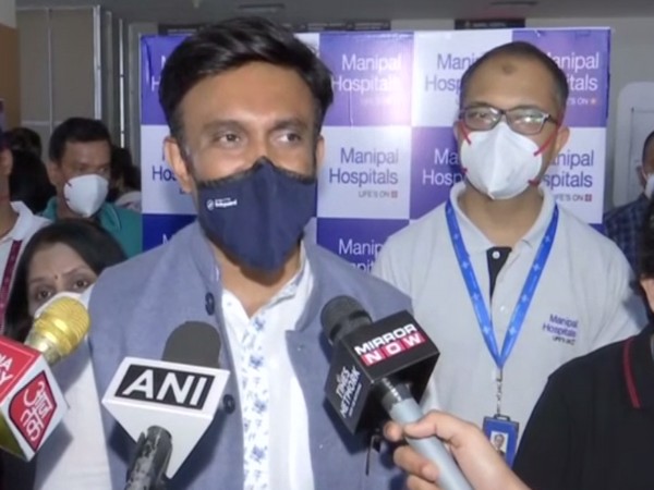 K Sudhakar, Karnataka Health Minister, talking to media