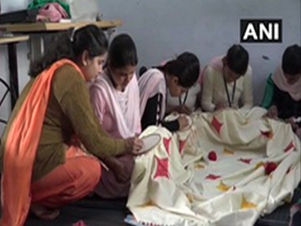 Women learning the embroidery work in Kathua, Jammu and Kashmir.  