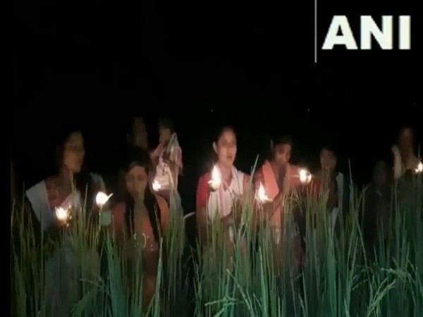 People gathered to celebrate Kati Bihu in Bongaigaon, Assam yesterday. (Photo/ANI)