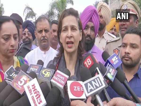 Navjot Kaur Sidhu speaking to reporters in Amritsar on Saturday.