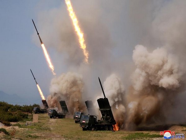 The projectiles being launched from Wonsan in North Korea
