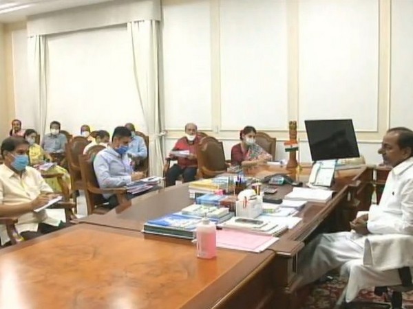 Telangana Chief Minister K Chandrashekhar Rao in a meeting on Monday. 