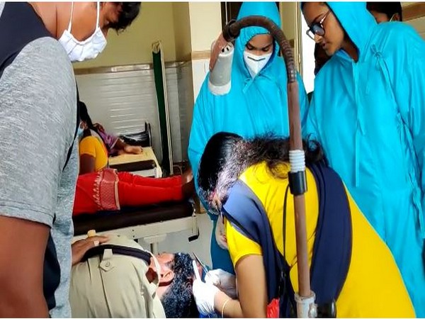 Constable G Chanti Babu was taken to a hospital in Kaikaluru. (Photo/ANI)