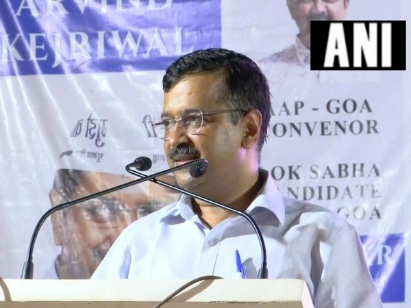Aam Aadmi Party convener Arvind Kejriwal at a public rally here on Saturday. Photo/ANI