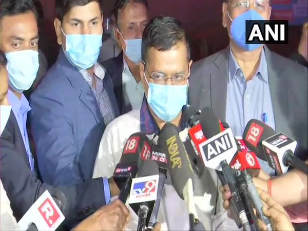 Delhi Chief Minister Arvind Kejriwal speaking to reporters in New Delhi on Sunday.