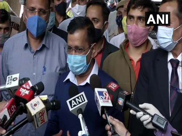 Delhi Chief Minister Arvind Kejriwal speaking to reporters on Wednesday.