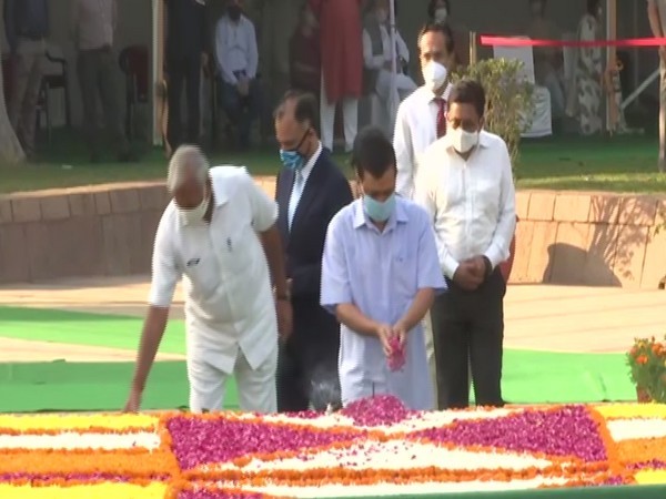 Delhi Chief Minister Arvind Kejriwal at Rajghat on Friday. (Photo/ANI)