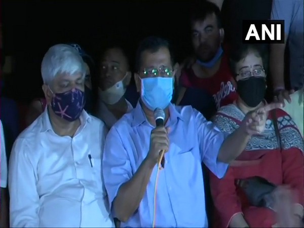 Delhi Chief Minister Arvind Kejriwal at Janatar Mantar protest over Hathras incident on Friday. (Photo/ANI)