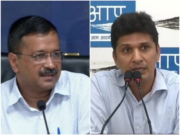 Chief Minister Arvind Kejriwal (L) and MLA Saurabh Bharadwaj (R). File photo/ANI
