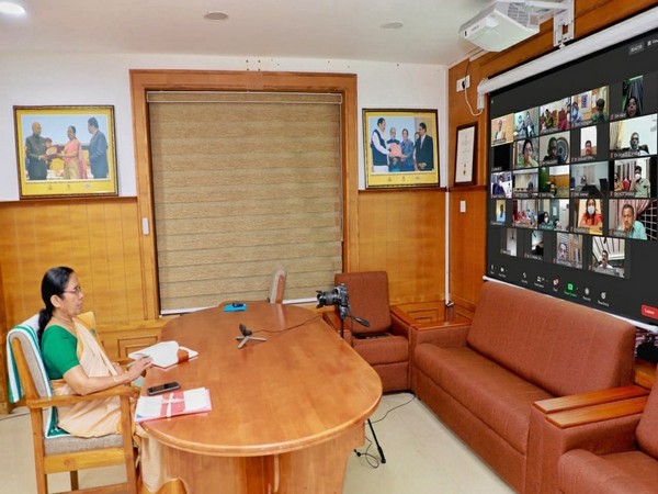 Kerala health minister KK Shailaja at the meeting. 