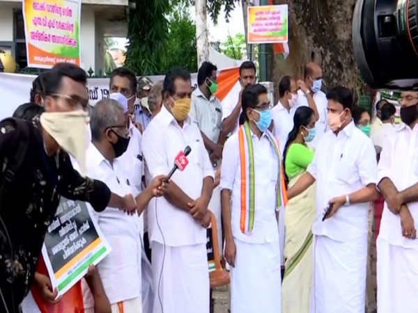 Kerala Opposition stages protest against state leaders. 