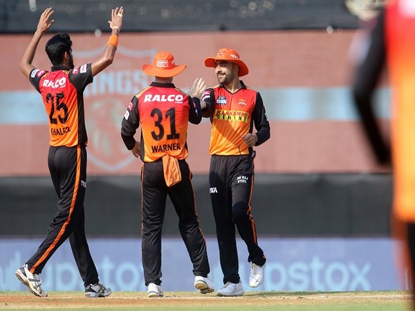 SRH players celebrate the fall of a Punjab wicket. (Image: BCCI/IPL)
