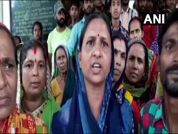 Villagers protest after pregnant woman taken to hospital in boat due to flood water in Khtima, Uttarakhand on July 11.Photo/ANI