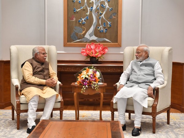 Haryana Chief Minister Manohar Lal Khattar meeting Prime Minister Narendra Modi in New Delhi on Wednesday.