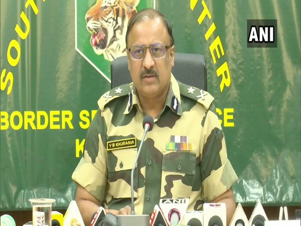 Inspector General (IG) of Border Security Force (BSF), Frontiers Headquarters, South Bengal, Y B Khurania speaking at a press conference in Kolkata on Wednesday. Photo/ANI