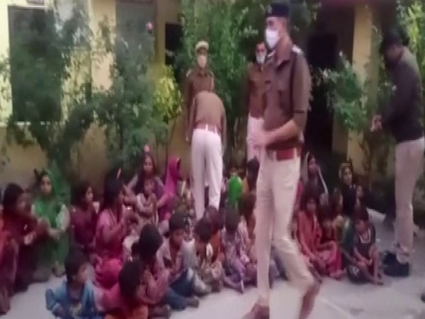 Children and women rescued by Rajasthan police. (Photo/ANI)