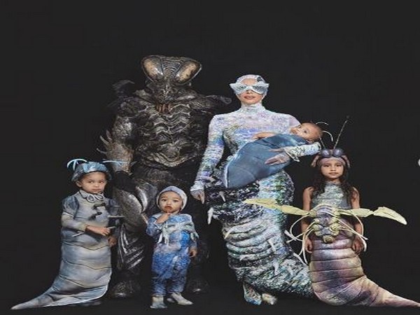 Kim Kardashian with Kanye West and Kids