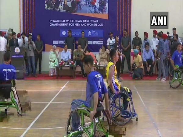 Players in action in the final match of the 6th National Wheelchair Basketball Championship 