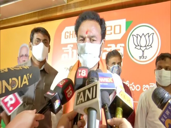 Minister of State for Home Affairs G Kishan Reddy speaking to media in Hyderabad on Thursday. (Photo/ANI)