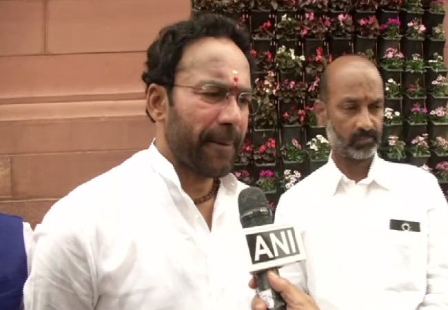 Union Minister of State for Home G Kishan Reddy speaking to ANI in New Delhi on Thursday. Photo/ANI
