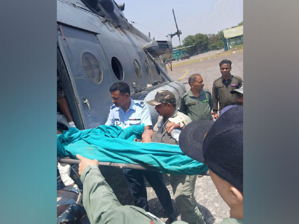 A helicopter unit of IAF airlifting critically injured survivors of bus accident in Kishtwar. 