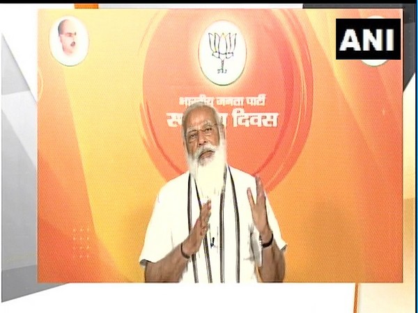 Prime Minister Narendra Modi speaking on BJP's 41st Sthapana Diwas on Tuesday.