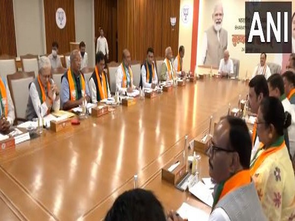 Prime Minister Narendra Modi takes part in Mukhyamantri Parishad meeting at BJP headquarters in Delhi (Photo/ANI)